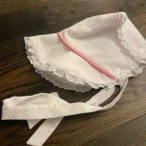 TBBC white seersucker bonnet fits 6-18m